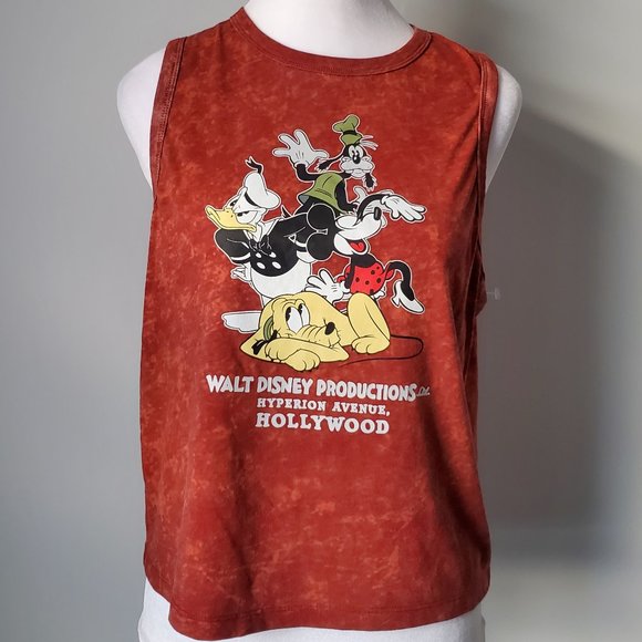 DISNEY Cropped Tank Top Tie Dye Spice colour Mickey Donald Goofy Pluto Fandom XL - Picture 1 of 4